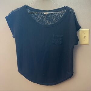 Hollister short sleeve lace back top